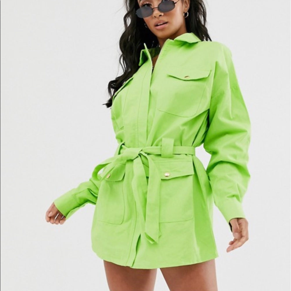 lime green utility dress